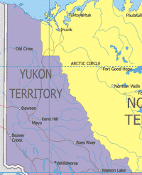 Map of Yukon Territory Canada