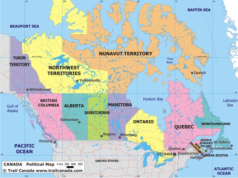 Political Map Of Canada