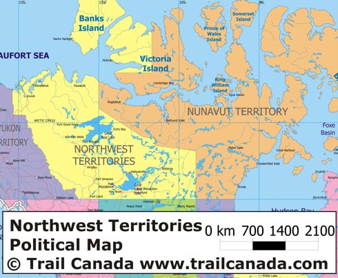 Physical Map of Northwest Territories Canada