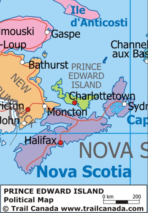 Political Map of Prince Edward Island Canada
