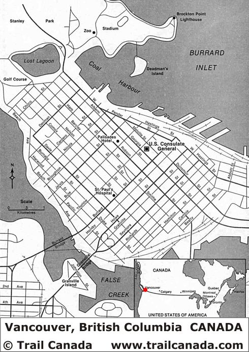 City Map of Vancouver, British Columbia, Canada