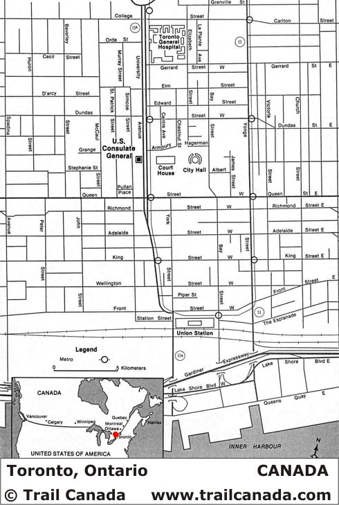 City Map of Toronto Ontario Canada