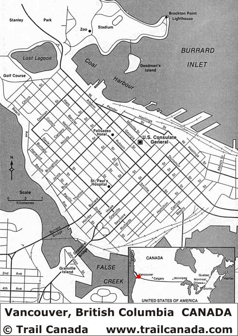 City Map of Vancouver British Columbia Canada